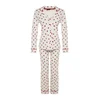 Trendyol Beige 100% Cotton Heart Patterned Shirt-Pants and Knitted Pajamas Set