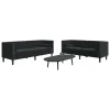 2-dijelni set sofa Chesterfield crni baršunasti