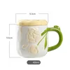 Keramična skodelica z rumeno vrtnico in pokrovom – 450 ml - Home warming - Dan žena