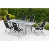 Gardenson Raztegljiva Vrtna Miza Ambia, Steklo, Aluminij, 180-250x100