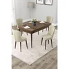 Hanah Home trpezarijski set Due, sto na razvlačenje i 4 stolice, ploča u dekoru drveta Baroque, krem tkanina Babyface