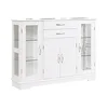 Costway Vitrina za bife z 2 predaloma in 3 omaricami, bela