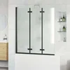 Ograda za tuš Crna 130 x 138 cm ESG staklo i aluminij