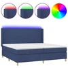 Vidaxl Box spring postelja z vzmetnico LED modra 200x200 cm blago