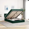 vidaXL Postelja s tatami in vzmetnico temno zelena 140x190 cm žamet