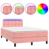 Vidaxl Box spring postelja z vzmetnico LED roza 120x200 cm žamet