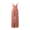Womens modal spaghetti jumpsuit made of terracotta
