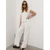 Sinsay - Straight pantalone sa viskozom od scuba materijala - krem