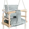 Kruzzel Dječja Ljuljačka za Bebe i Djecu – Drvena Indoor Swing Sjedalica s Jastukom, Siva