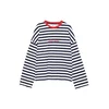 Pull&Bear Široka majica PACIFIC RAYAS mornarska/rdeča/bela