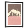 Plakat s paspartujem konj na rožnatem travniku - 30x45 white