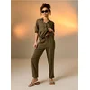 Sinsay - Viskozne pantalone straight leg - tamno zelena