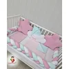 Bubamara037 Set za krevetac sa ogradicom od pletenica, sa lastišom, Roze-Beli