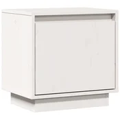 Vidaxl Nočna omarica bela 40x30x40 cm trdna borovina