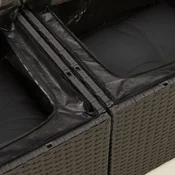 Vrtna sofa s jastucima za 2 osobe, crna, poli ratan