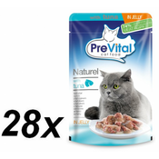 PreVital mokra hrana za mačke Naturel, tuna v želeju (28 x 85 g)