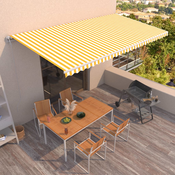 vidaXL Avtomatsko zložljiva tenda 600x350 cm rumena in bela