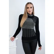 Viscose blouse with zircon motif black
