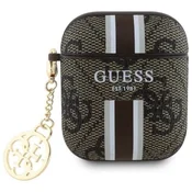 slomart Guess GUA2P4RPSW Ovitek za AirPods 1/2 rjav/brown 4G Printed Stripes Charm