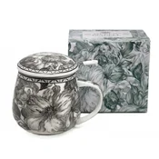 Porcelanasta skodelica z infuzerjem 450 ml v zbiralni škatli - sivo-rožnata