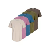 Jack & Jones Premium Majica JPRBLABRODY TEE SS CREW NECK 5-PACK KA bež / encijan / čokolada / oliva / eozin