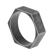 Prstan Hexagon Viking Nordic Runes - BLACK - SS8-R230 BLACK