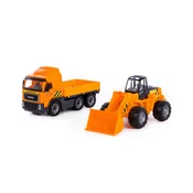 POLESIE Igracka Kamion PowerTruck, Sa spuštenom stranom i Utovarivacem, Narandžasti