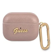 Guess Etui Guess Saffiano Script Metal Collection za AirPods Pro - roza
