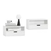 SoBuy KOMPLET 2 STENSKIH NOČNIH OMARIC 45x25x22cm, bela