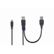 Gembird 2x USB 2.0 A/mini-B M USB kabl 0,9 m Crno