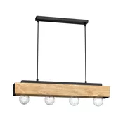 Luminex Stropna svetilka Miluza, črna/rjava, dolžina 76 cm, les, 4-delna. - Dnevna soba / jedilnica - svetlo rjava, črna