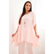 Set blouse + trousers with pendant powder pink