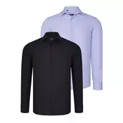 DUAL SET G726 DEWBERRY MENS SHIRTS-BLACK-LILAC