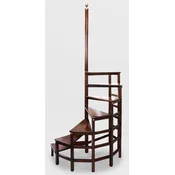 Casa Padrino Luxury Mahogany Library Stairs Dark Brown 103 x 55 x H. 252 cm - Solid Wood Library Ladder - Office Furniture - Luxury Furniture - Office Furnishings - Luxury Furnishings