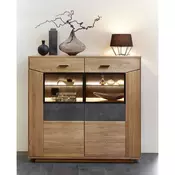 VISOKA KOMODA  143/135/38 cm  antracit, boja hrasta