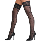 Cottelli Hold-up Stockings with Delicate Rose Pattern 2520710 Black 2-S