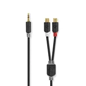 Nedis Stereoljudkabel 3 5 mm Hane 2x RCA Hona Guldplaterad 0 20 m Okrogla Antracit Lada
