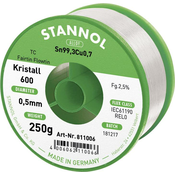 Stannol Stannol mehka spajkalna žica Kristall 600 v zlitini Flowtin TSC305 z 2\,5% pretoka 0\,5 mm premera na 250 g koluta Stannol Kristall 600 Fairtin spajkalna žica\, neosvinčena neosvinčeni Sn99\, (20428504)