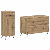 vidaXL Komplet kopalniških omaric, 2 kosa BREDA Artisan hrast