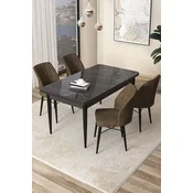 Hanah Home Set Trpezarijski sto i 4 stolice Arp, Braon-crni