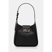 Usnjena torbica Karl Lagerfeld K/SIGNATURE črna barva, A1W30434