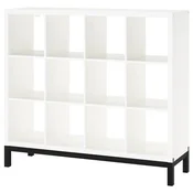 KALLAX Spojene police s podokvirom, bela/crna, 147x129 cm
