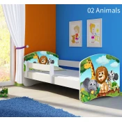 Dječji krevet ACMA s motivom, bočna bijela 140x70 cm 02-animals