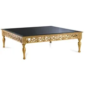Casa Padrino luxury baroque coffee table with glass top antique gold/black - Square living room table in baroque style - Baroque Furniture - Noble & Magnificent - Luxury Quality - Made in Italy