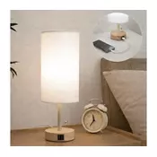 Brilagi - Stona lampa sa USB portom TABLON 1xE27/25W/230V hrast/bež/bela