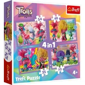 Trefl Puzzle Trolls 3: Barvita pustolovščina 4 v 1 (35,48,54,70 kosov)