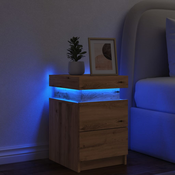 Nocni ormaric s LED boja hrasta 35x39x55 cm konstruirano drvo