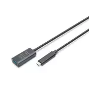 Active kabelski podaljšek, USB 3.2 Gen2, 10Gbps, USB-C - USB-A, 5m