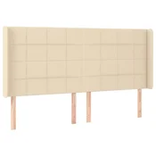 Vidaxl Vzglavje z ušesi krem 163x16x118/128 cm blago