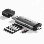 Ugreen CM184 adapter USB-C TF + čítačka kariet SD/microSD, siva